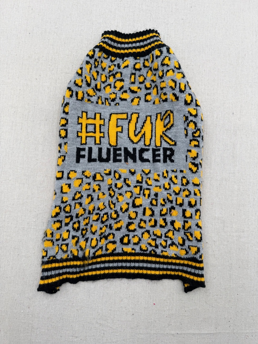 #FUR Fluencer Gray & Yellow Leopard Dog Sweater